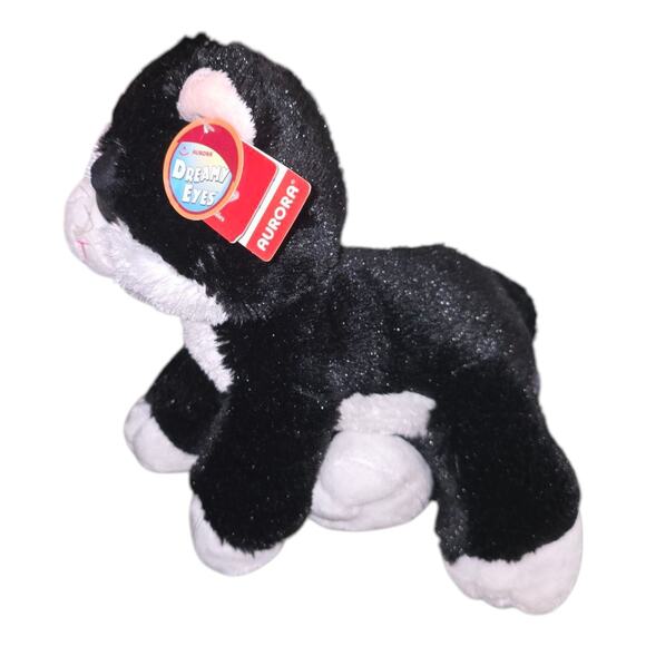 Aurora World Dreamy Eyes Plush Clarence black white cat 10" Stuffed Toy Kitten - Picture 4 of 8